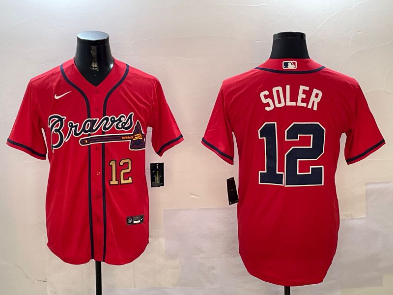 Men Atlanta Braves 12 Soler Red Game 2024 Nike MLB Jersey style 1